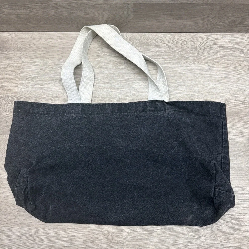 Bay Side Black Canvas Tote Bag Made In USA Graphic Tee Design 100% Cotten 20x14